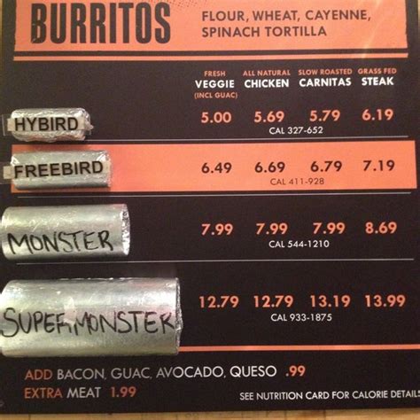 freebird burrito nutrition info besto blog