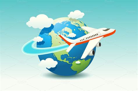 airplane travel illustrations  creative market