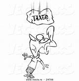 Outlined Taxes Falling Boulder Coloring Vector Under Cartoon Woman Toonaday sketch template