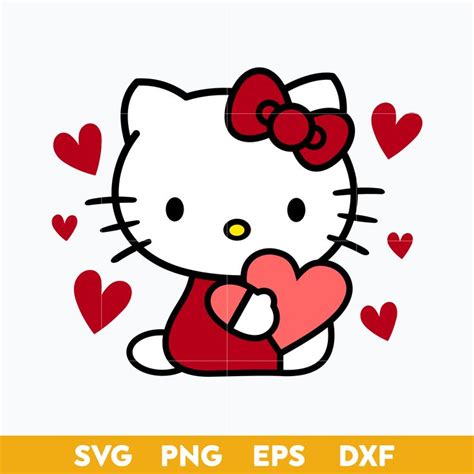 kitty holding  heart svg file  eps  png formats