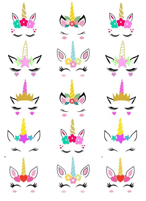 unicorn head ears horn cupcake toppers edible wafer paper fairy cake