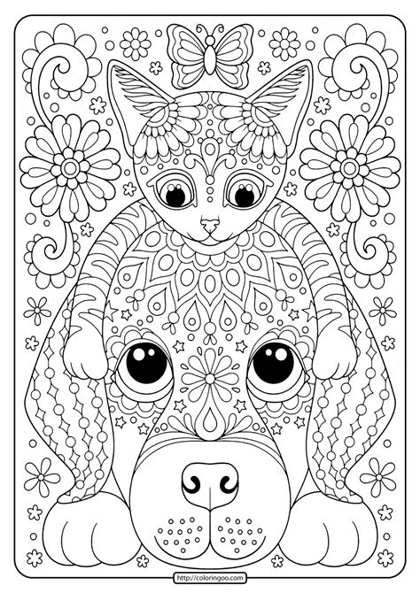 printable cat  dog coloring pages high quality  printable