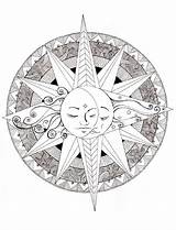 Mandala Coloring Moon Pages Sun Spiritual Mandalas Printable Color Adult Colouring Luna Sol Print Drawing Getdrawings Getcolorings sketch template