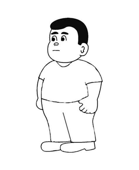 fat boy standing coloring pages kids play color boy coloring