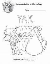 Letter Coloring Uppercase Yak Moo Doozy Printable Cute sketch template