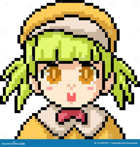 Vector Pixel Art Anime Girl Stock Vector Illustration Of Head Pose My
