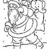 Coloring Santa Pages Claus Laugh Hohoho Carrying Bag Big sketch template