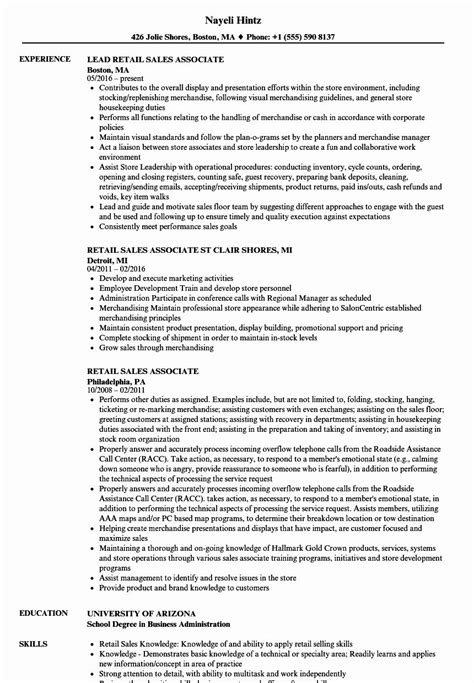Resume Description Of Sales Associate Liscrag