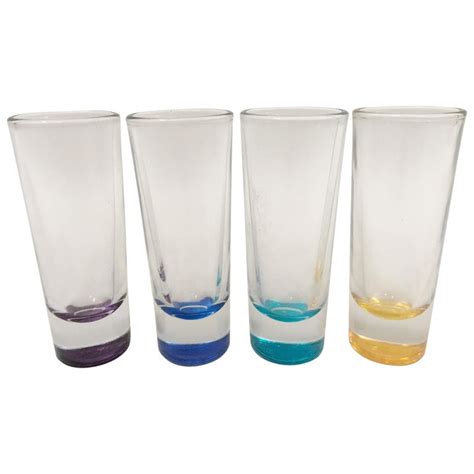 Vintage Barware Colored Glass Shot Glasses Set Of 4 For