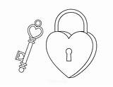 Coloring Heart Pages Key Lock Kids Easy Adults sketch template