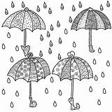 Raindrops Antistress Umbrellas Draw Asd4 sketch template