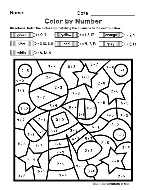 math color  number printable