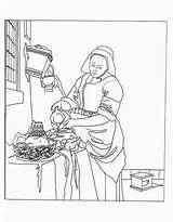 Kleurplaten Colorir Bekende Kleurplaat Vermeer Mensen Quadros Beroemde Johannes Livingston Renascimento Pinturas Uitprinten Downloaden Bezoeken sketch template