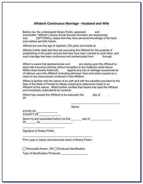party affidavit  bona fide marriage template