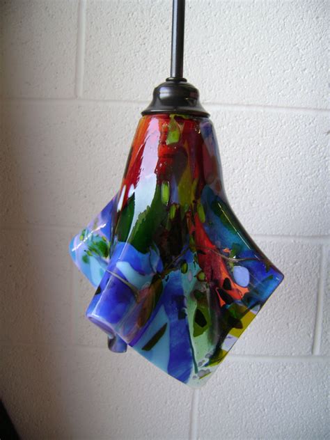 Colorful Fused Glass Pendant Light Designer Glass Mosaics
