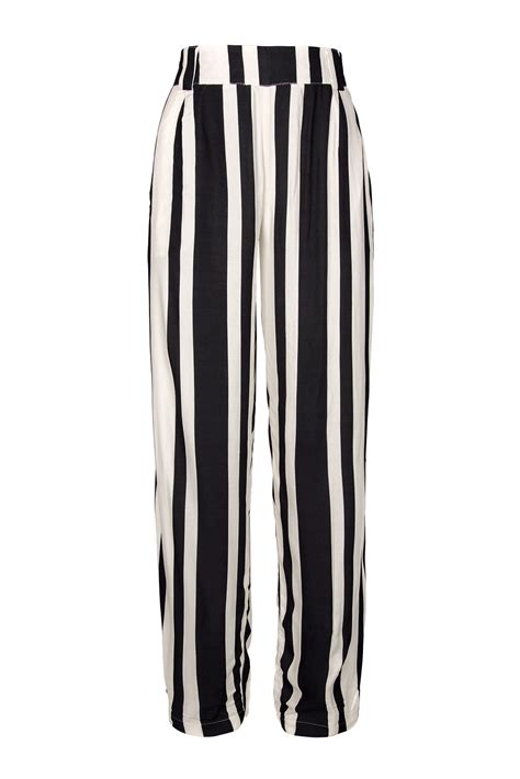 Trousers Pants Black And White Striped Beach Trousers Alfaiataria