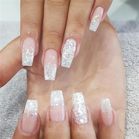 pin  cait anderson  nails white glitter nails prom nails classy
