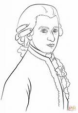Mozart Coloring Pages Bach Drawing Printable Composer Supercoloring Beethoven Famous Color Composers sketch template