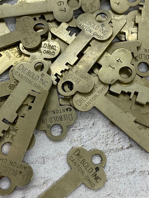 lot   vintage safe deposit box key  numbered brass tag etsy