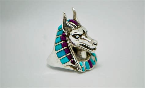 anubis ring sterling silver egyptian god anabis natural