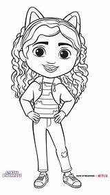 Coloring Gabby Dollhouse Pandy Gabbys Banners Cakey sketch template