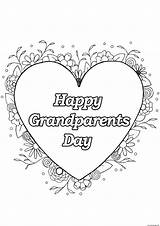 Grandparents Coloring Happy Pages Kids Heart Printable Children Color Flowers Print Adults Parents Simple Adult Justcolor sketch template