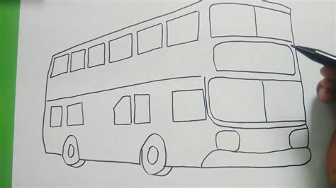 menggambar bus tingkat  sederhana keren  mudah