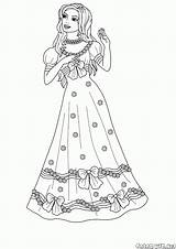 Coloring Princess Pages Barbie Visit Detailed sketch template