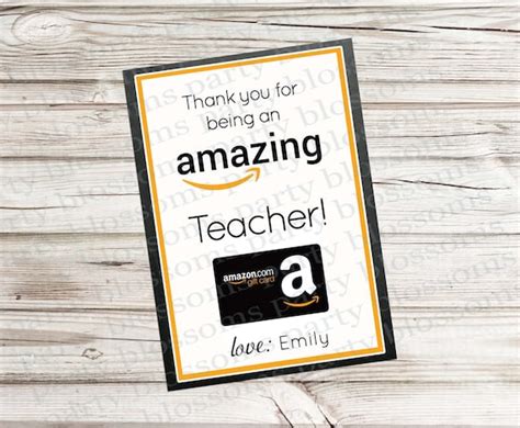 printable teacher appreciation gift card holder  amazon