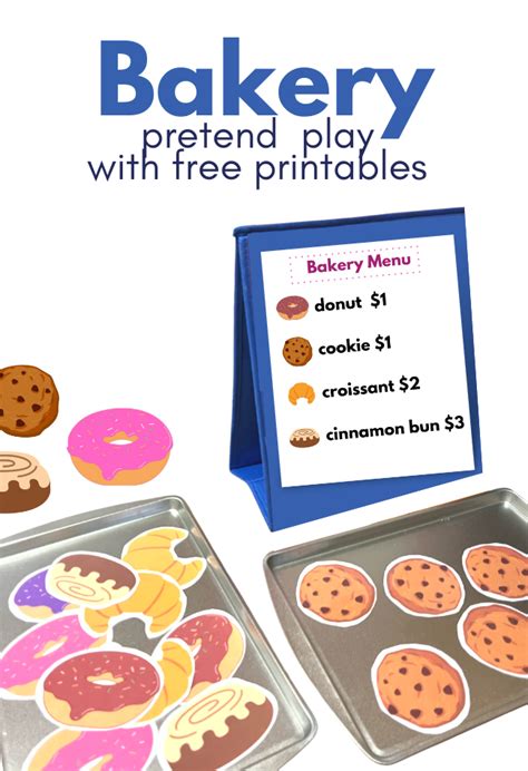 bakery pretend play printables  time  flash cards