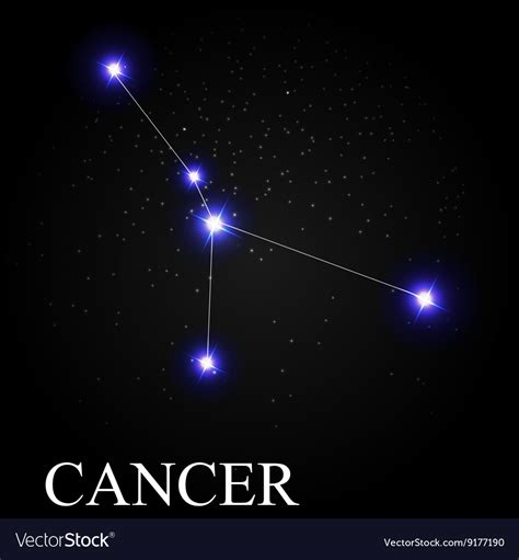 Cancer Zodiac Sign With Beautiful Bright Stars On Vector Image