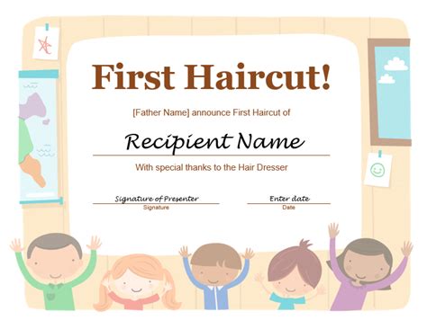 haircut certificate template  blue layouts