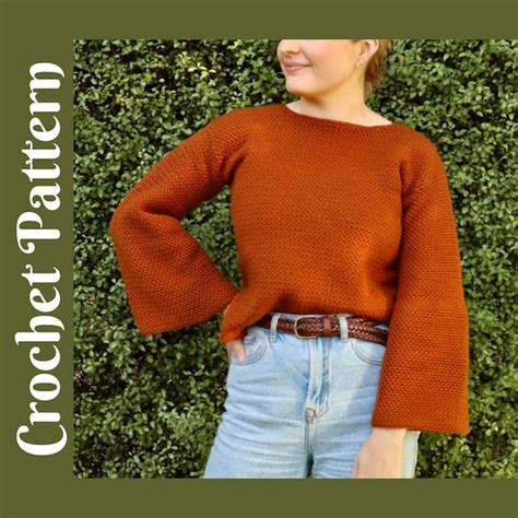 crochet pattern   bell sweater bell sleeve sweater etsy