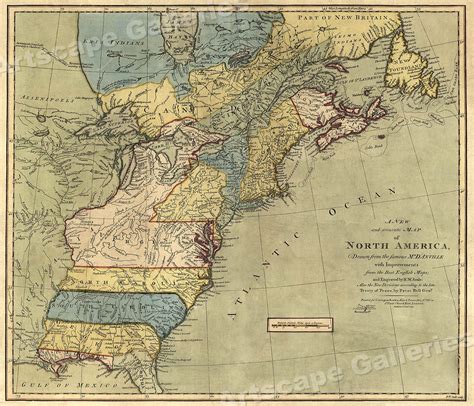 early american  colonies east coast map  ebay