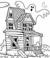 House Haunted Coloring Pages Sheets Drawing sketch template