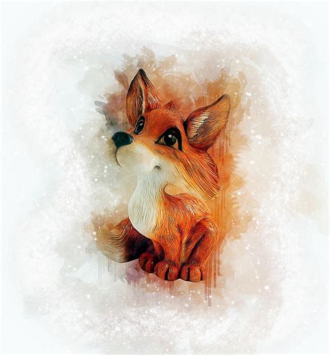 cute fox drawing cartoon pet  wild forest animal faces funny