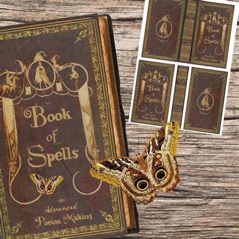 printable spell book cover potion making instant  etsy