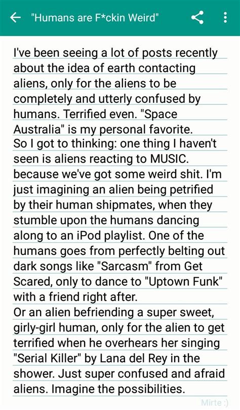 my addition to those humans are weird posts i love just the idea of aliens reacting to music