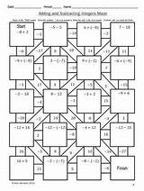 Integers Maze Subtracting Puzzle Subtraction Coloring Addition Subtract Teacherspayteachers Harrison sketch template