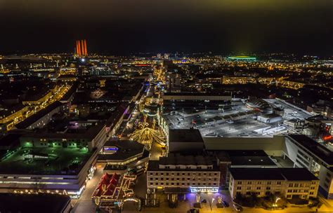 wolfsburg city  night aerial picture