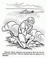Jonah Coloring Testament Perjanjian Lama Cerita Buku Mewarnai Jona Selamat Mencoba Praying Pez Wal sketch template