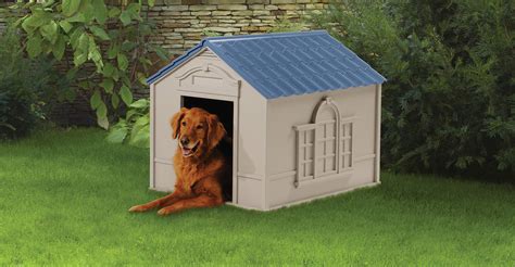 suncast outdoor dog house  door water resistant  attractive  small  large sized