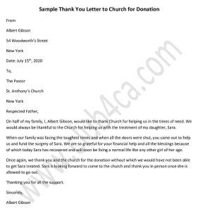 letter template  donation  church