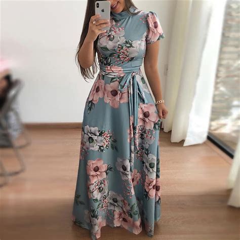 Long Maxi Dress 2019 Boho Style Floral Print Women Summer