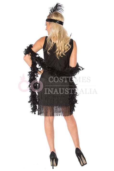 ladies 1920s roaring 20s flapper costume sequin ganster deluxe black