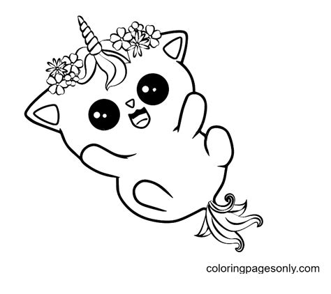 happy cute unicorn cat coloring page  printable coloring pages