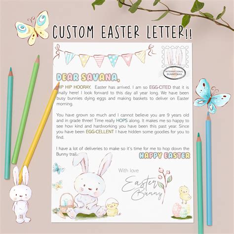 custom easter letter digital  cute easter bunny easter etsy