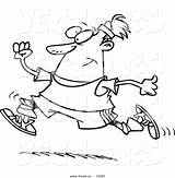 Jogging Cartoon Coloring Man Outline Runners Clipart Royalty Stock Running sketch template