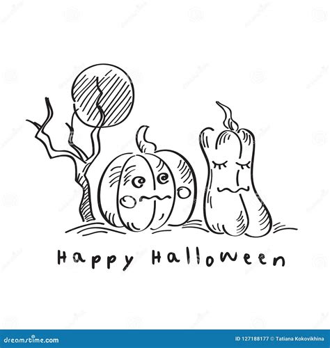 happy halloween card black  white pumpkins stock vector