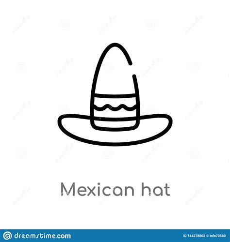 outline mexican hat vector icon isolated black simple  element